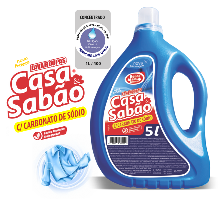 1034 - Sabão Lava Roupas Casa e Sabão com Carbonato de Sódio 05 Litros - PNG