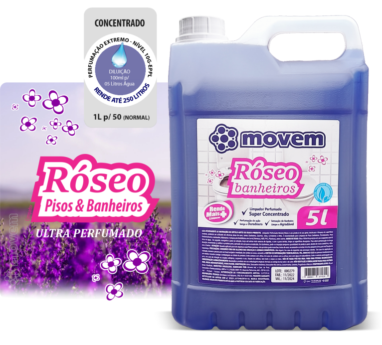 1043 - Limpador Ultra Perfumado Róseo Pisos e Banheiros Movem  05 Litros - PNG