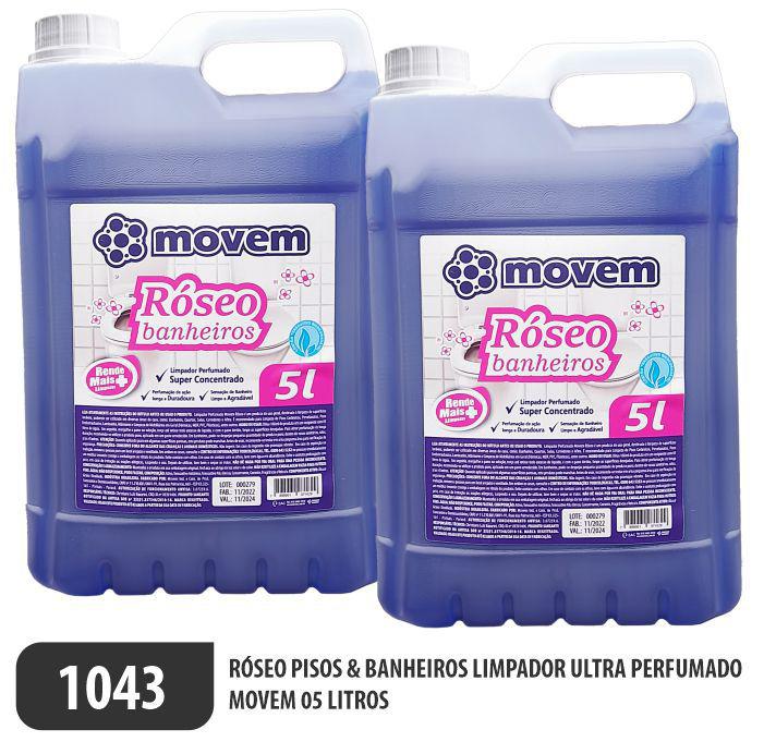 1043-PP-Q2 - Limpador Perfumado Róseo Pisos e Banheiros 05 Litros