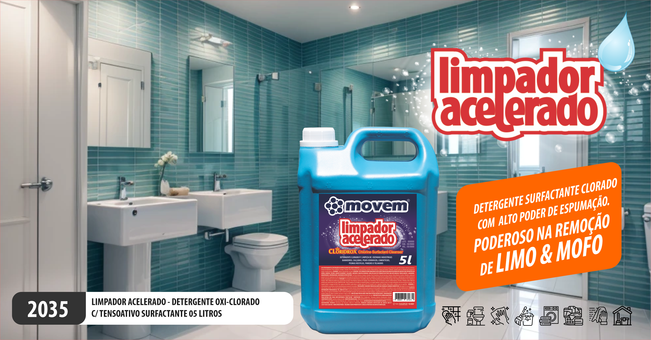 2035 (G02) Limpador Acelerado Detergente Surfactante Clorado